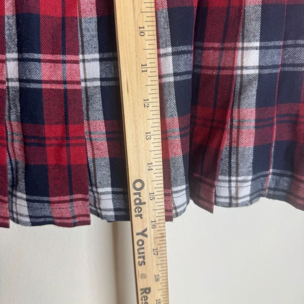 Simply Southern Women's Pleated Plaid Mini Skirt XXL Red Navy White XXL